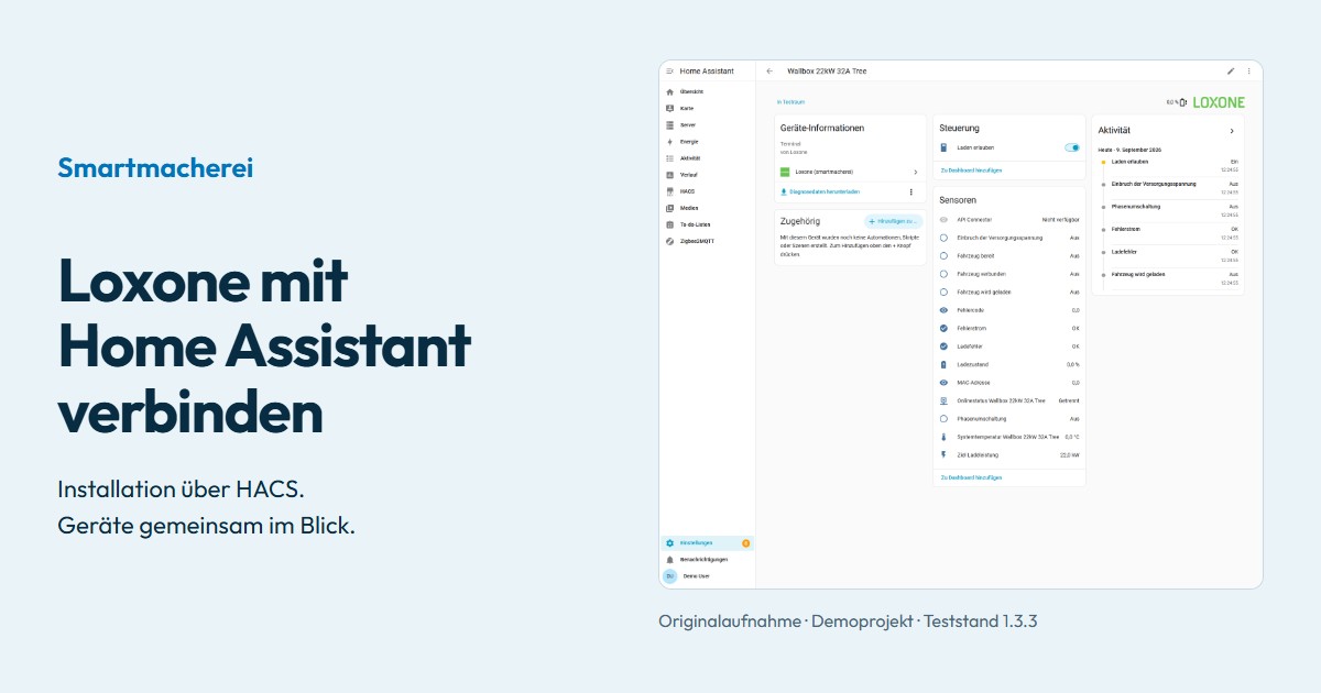 Loxone mit Home Assistant verbinden: Geräteübersicht im Teststand 1.3.3